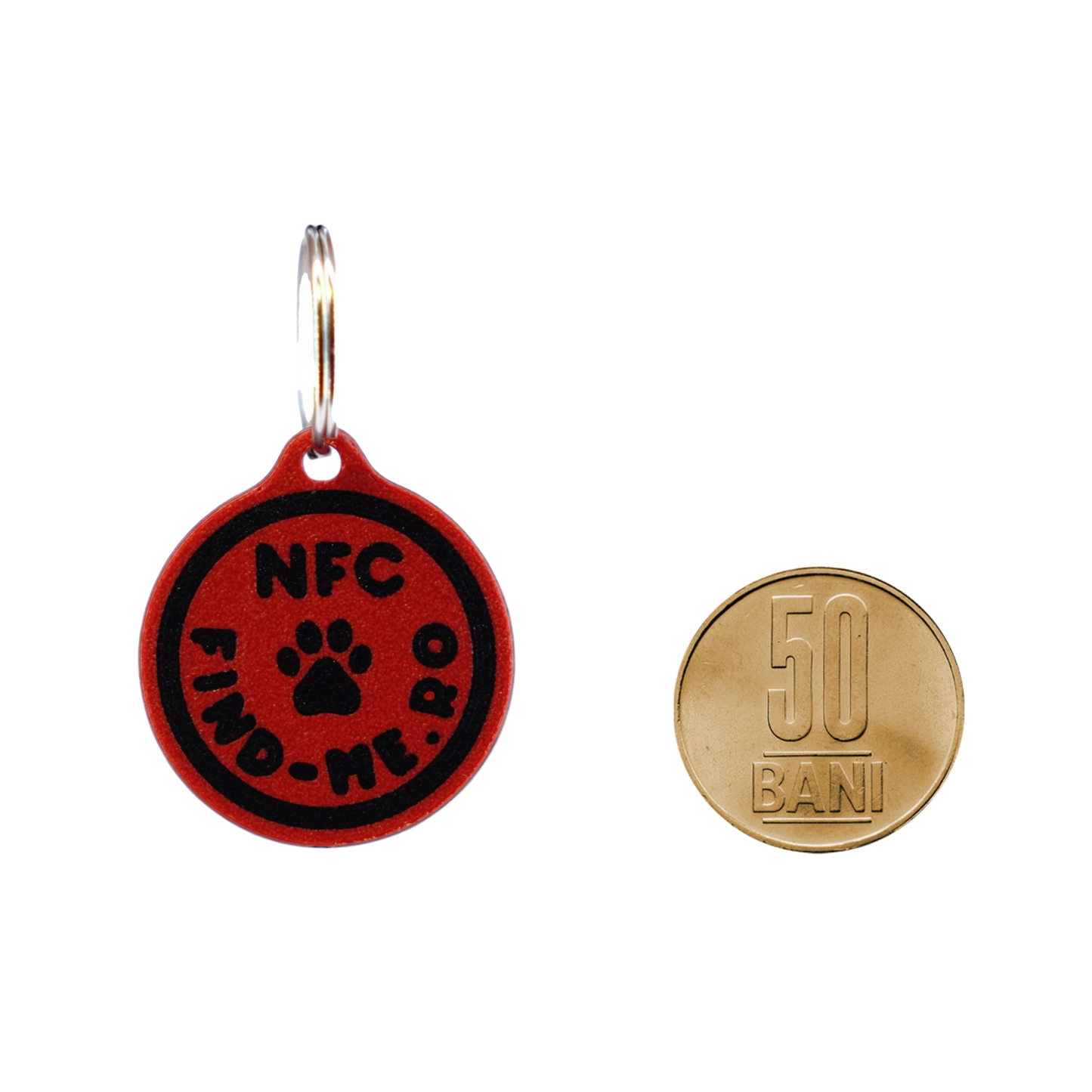 Medalion inteligent NFC Find-Me rosu pentru caini si pisici