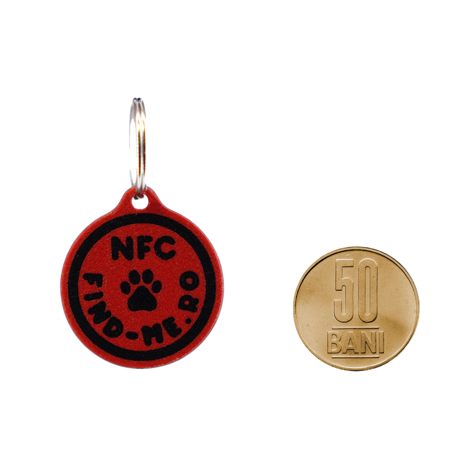 Medalion inteligent NFC Find-Me rosu pentru caini si pisici