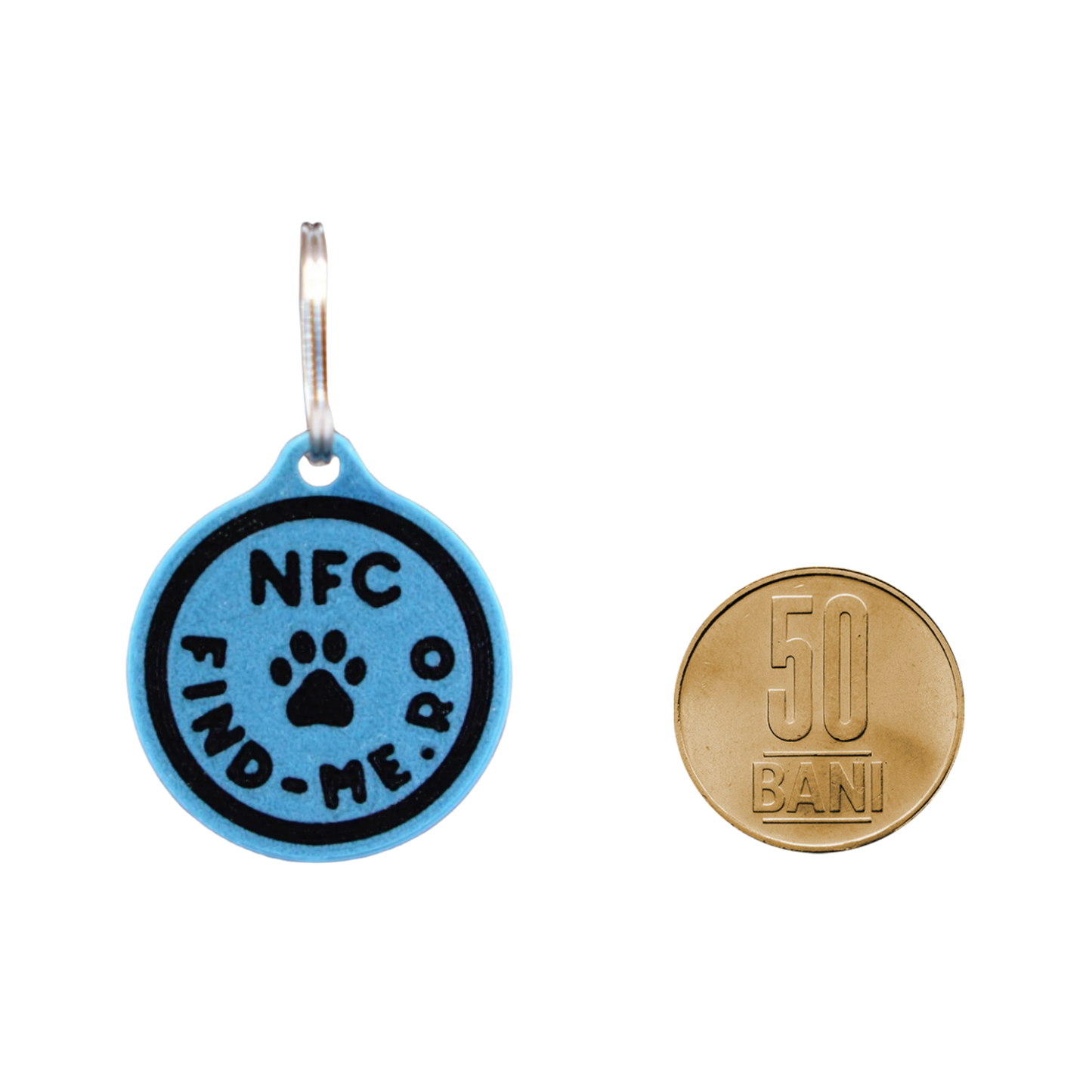 Medalion inteligent NFC Find-Me albastru pentru caini si pisici