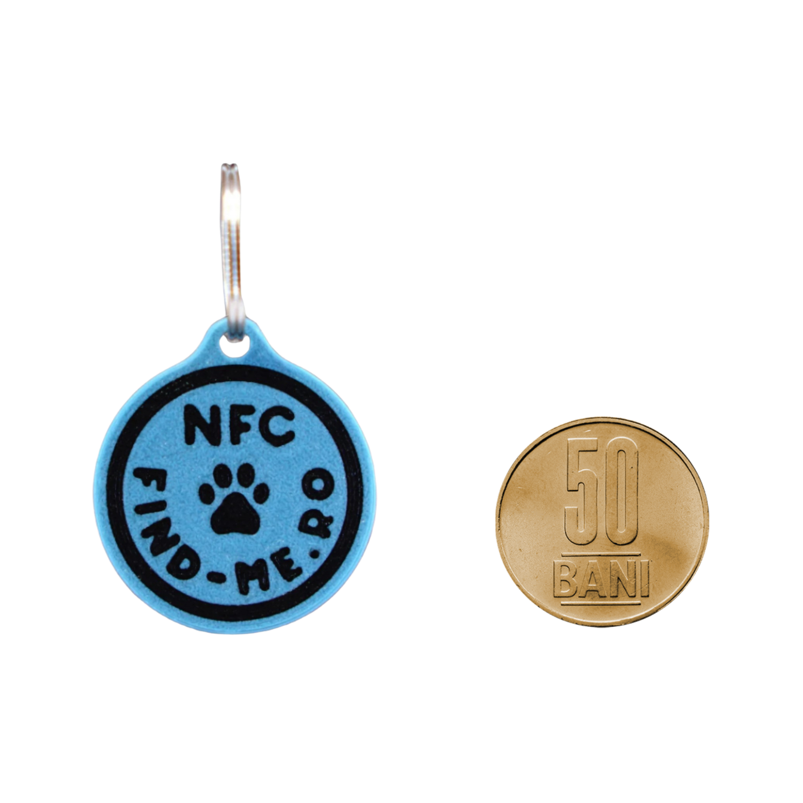 Medalion inteligent NFC Find-Me albastru pentru caini si pisici