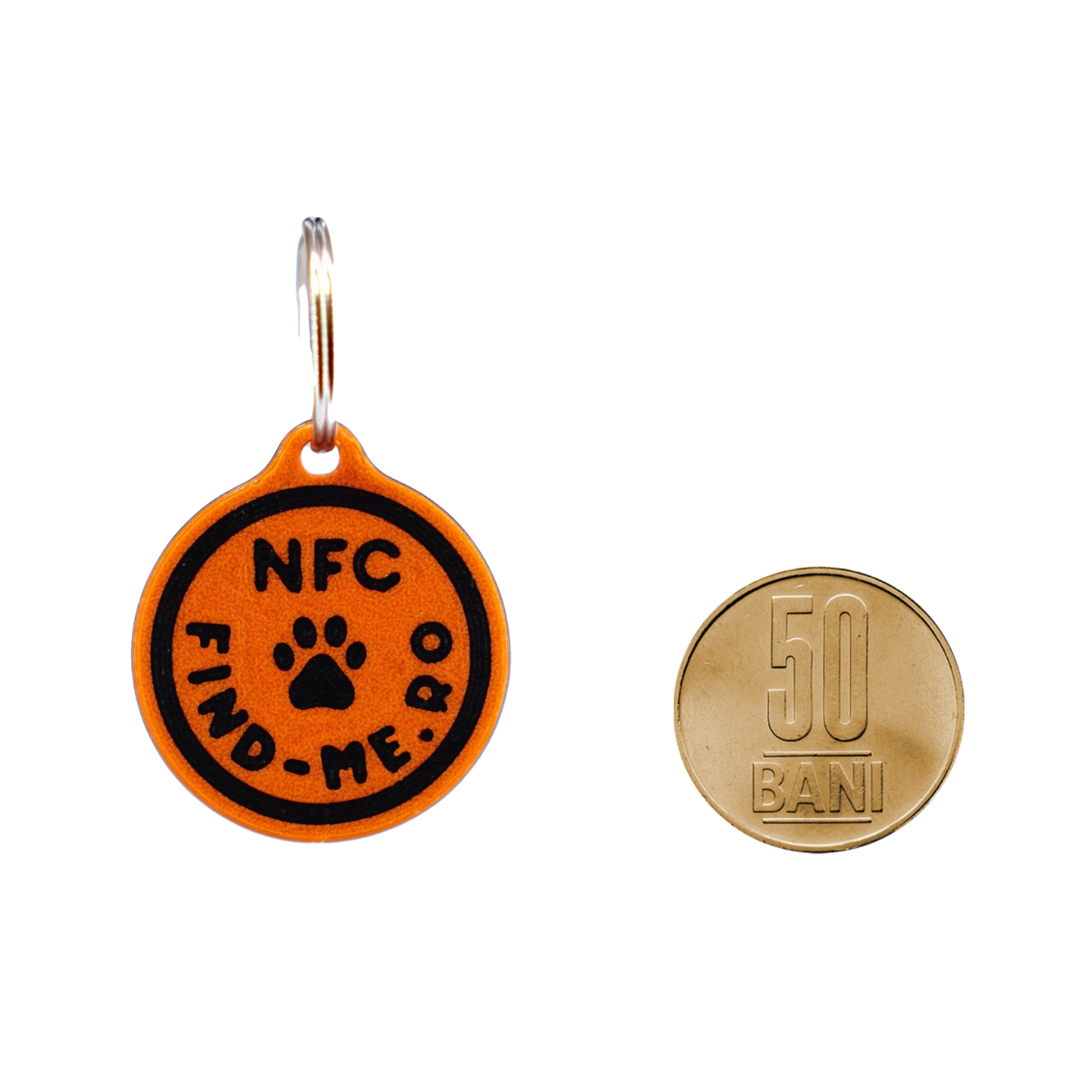 Medalion inteligent NFC Find-Me portocaliu pentru caini si pisici