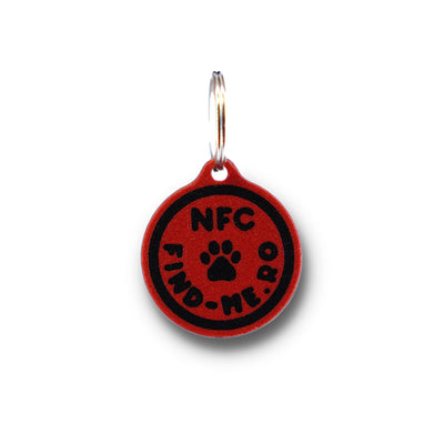 Medalion inteligent NFC Find-Me rosu pentru caini si pisici